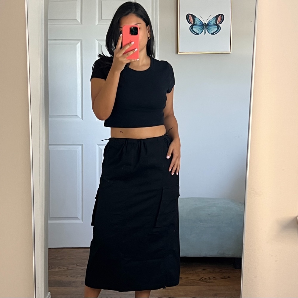 Black Midi Cargo Skirt Size M